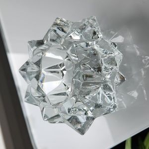 Heavy Clear Glass Votive Candle Holder  good condition no chips